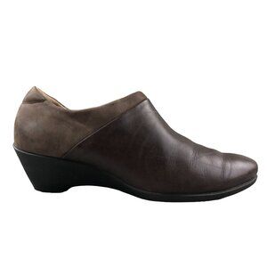 Ecco Women's Size 41 (10-10.5) Sculptured Brown Leather Side Zip Ankle Booties